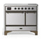 ILVE Majestic III 40-Inch Induction Range with 6 Induction Elements and Solid Door Electric Oven in Stainless Steel with Burnished Trim (UMDIB40QNR3SSB)