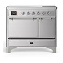 ILVE Majestic III 40-Inch Induction Range with 6 Induction Elements and Solid Door Electric Oven in Stainless Steel with Chrome Trim (UMDIB40QNR3SSC)