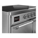 ILVE Majestic III 40-Inch Induction Range with 6 Induction Elements and Solid Door Electric Oven in Stainless Steel with Chrome Trim (UMDIB40QNR3SSC)