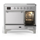 ILVE Majestic III 40-Inch Induction Range with 6 Induction Elements and Solid Door Electric Oven in Stainless Steel with Chrome Trim (UMDIB40QNR3SSC)