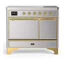 ILVE Majestic III 40-Inch Induction Range with 6 Induction Elements and Solid Door Electric Oven in Stainless Steel with Brass Trim (UMDIB40QNR3SSG)
