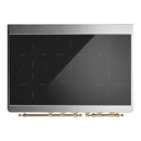 ILVE Majestic III 40-Inch Induction Range with 6 Induction Elements and Solid Door Electric Oven in Stainless Steel with Brass Trim (UMDIB40QNR3SSG)