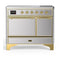 ILVE Majestic III 40-Inch Induction Range with 6 Induction Elements and Solid Door Electric Oven in Stainless Steel with Brass Trim (UMDIB40QNR3SSG)