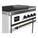ILVE Majestic III 40-Inch Induction Range with 6 Induction Elements and Solid Door Electric Oven in White with Burnished Trim (UMDIB40QNR3WHB)