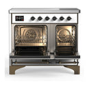 ILVE Majestic III 40-Inch Induction Range with 6 Induction Elements and Solid Door Electric Oven in White with Burnished Trim (UMDIB40QNR3WHB)