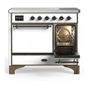 ILVE Majestic III 40-Inch Induction Range with 6 Induction Elements and Solid Door Electric Oven in White with Burnished Trim (UMDIB40QNR3WHB)