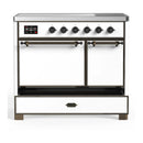 ILVE Majestic III 40-Inch Induction Range with 6 Induction Elements and Solid Door Electric Oven in White with Burnished Trim (UMDIB40QNR3WHB)