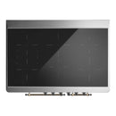 ILVE Majestic III 40-Inch Induction Range with 6 Induction Elements and Solid Door Electric Oven in White with Burnished Trim (UMDIB40QNR3WHB)
