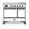 ILVE Majestic III 40-Inch Induction Range with 6 Induction Elements and Solid Door Electric Oven in White with Burnished Trim (UMDIB40QNR3WHB)