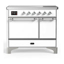 ILVE Majestic III 40-Inch Induction Range with 6 Induction Elements and Solid Door Electric Oven in White with Chrome Trim (UMDIB40QNR3WHC)