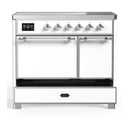 ILVE Majestic III 40-Inch Induction Range with 6 Induction Elements and Solid Door Electric Oven in White with Chrome Trim (UMDIB40QNR3WHC)