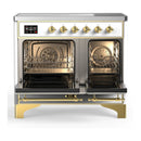 ILVE Majestic III 40-Inch Induction Range with 6 Induction Elements and Solid Door Electric Oven in White with Brass Trim (UMDIB40QNR3WHG)