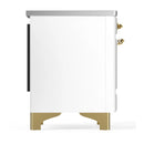 ILVE Majestic III 40-Inch Induction Range with 6 Induction Elements and Solid Door Electric Oven in White with Brass Trim (UMDIB40QNR3WHG)