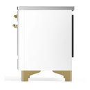 ILVE Majestic III 40-Inch Induction Range with 6 Induction Elements and Solid Door Electric Oven in White with Brass Trim (UMDIB40QNR3WHG)
