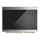 ILVE Majestic III 40-Inch Induction Range with 6 Induction Elements and Solid Door Electric Oven in White with Brass Trim (UMDIB40QNR3WHG)