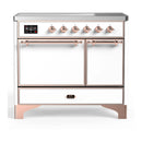 ILVE Majestic III 40-Inch Induction Range with 6 Induction Elements and Solid Door Electric Oven in White with Copper Trim (UMDIB40QNR3WHP)