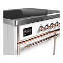 ILVE Majestic III 40-Inch Induction Range with 6 Induction Elements and Solid Door Electric Oven in White with Copper Trim (UMDIB40QNR3WHP)