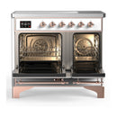 ILVE Majestic III 40-Inch Induction Range with 6 Induction Elements and Solid Door Electric Oven in White with Copper Trim (UMDIB40QNR3WHP)
