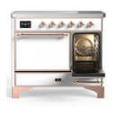 ILVE Majestic III 40-Inch Induction Range with 6 Induction Elements and Solid Door Electric Oven in White with Copper Trim (UMDIB40QNR3WHP)