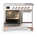ILVE Majestic III 40-Inch Induction Range with 6 Induction Elements and Solid Door Electric Oven in White with Copper Trim (UMDIB40QNR3WHP)
