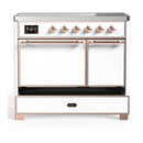ILVE Majestic III 40-Inch Induction Range with 6 Induction Elements and Solid Door Electric Oven in White with Copper Trim (UMDIB40QNR3WHP)