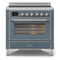 ILVE 36-Inch Majestic II Series Freestanding Electric Single Windowed Oven Range with 5 Elements in Blue Grey with Chrome Trim (UMI09NS3BGC)