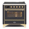 ILVE 36-Inch Majestic II induction Range with 5 Elements - 3.5 cu. ft. Oven - Brass Trim in Matte Graphite (UMI09NS3MGG)