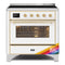 ILVE 36-Inch Majestic II induction Range with 5 Elements - 3.5 cu. ft. Oven - Brass Trim in Custom RAL Color (UMI09NS3RALG)