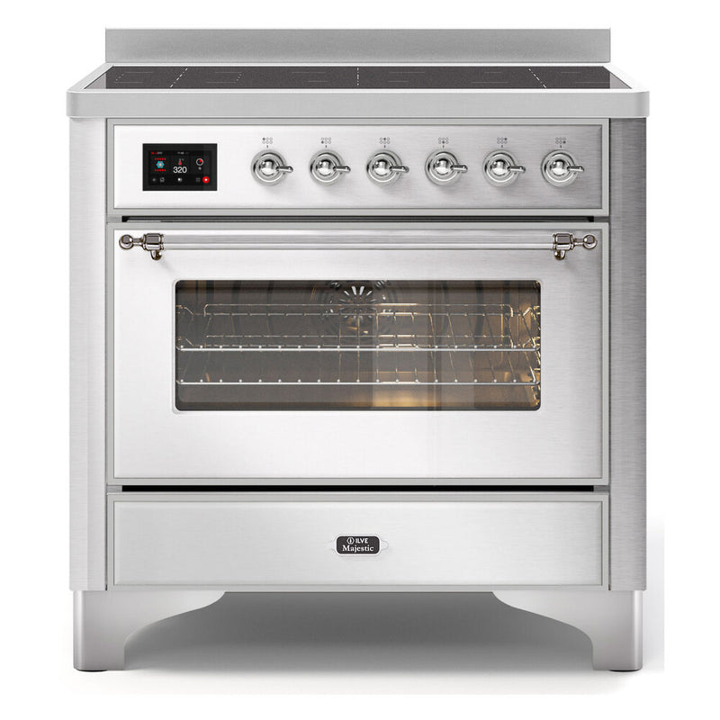 ILVE 36-Inch Majestic II induction Range with 5 Elements - 3.5 cu. ft. Oven in Stainless Steel with Chrome Trim (UMI09NS3SSC)