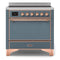 ILVE 36-Inch Majestic II Series Freestanding Electric Single Solid Door Oven Range with 5 Elements in Blue Grey with Copper Trim (UMI09QNS3BGP)