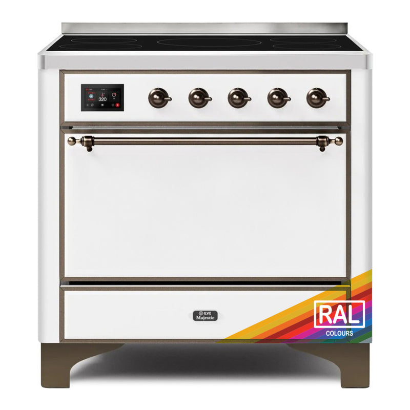 ILVE 36-Inch Majestic II induction Range with 5 Elements - 3.5 cu. ft. Oven - Solid Door in Custom RAL with Bronze Trim (UMI09QNS3RALB)