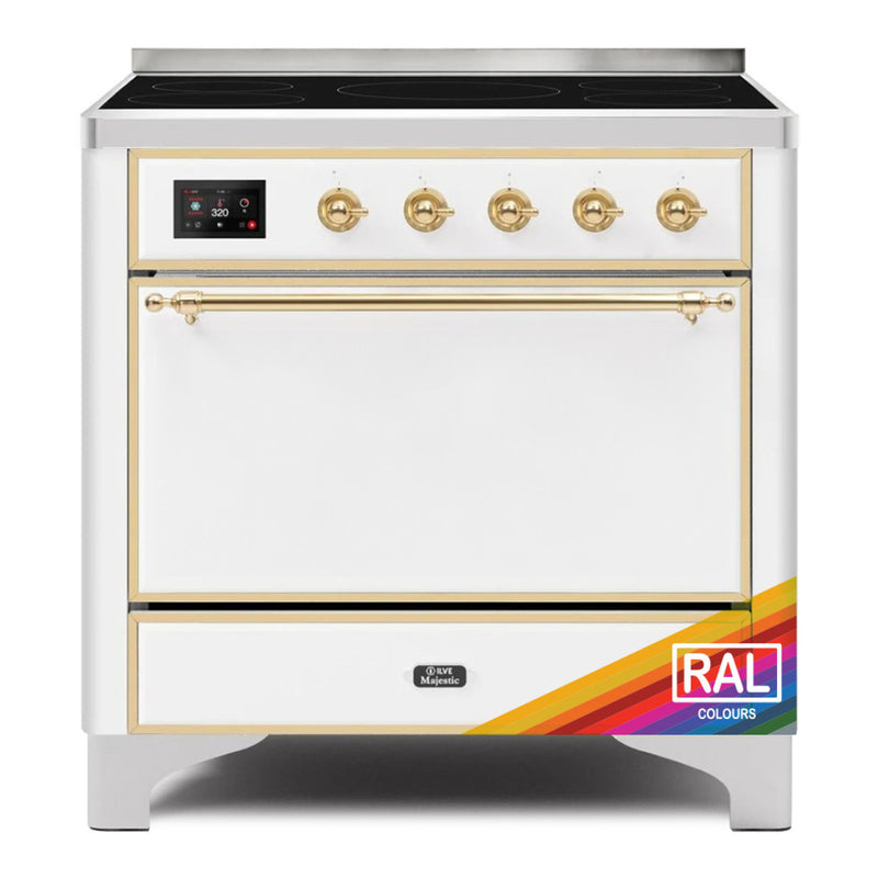 ILVE 36-Inch Majestic II induction Range with 5 Elements - 3.5 cu. ft. Oven - Solid Door - Custom RAL Color with Brass Trim (UMI09QNS3RALG)