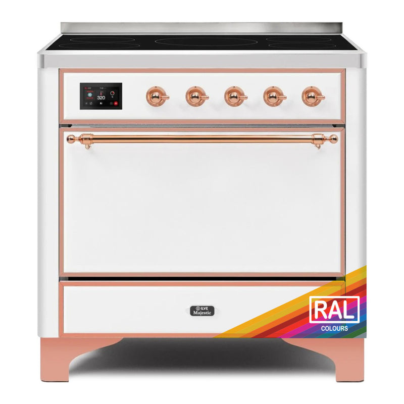 ILVE 36-Inch Majestic II induction Range with 5 Elements - 3.5 cu. ft. Oven - Solid Door - Custom RAL Color with Copper Trim (UMI09QNS3RALP)