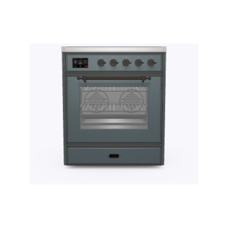 ILVE 30-Inch Majestic II induction Range with 4 Elements - 4 cu. ft. Oven in Blue Grey with Bronze Trim (UMI30NE3BGB)