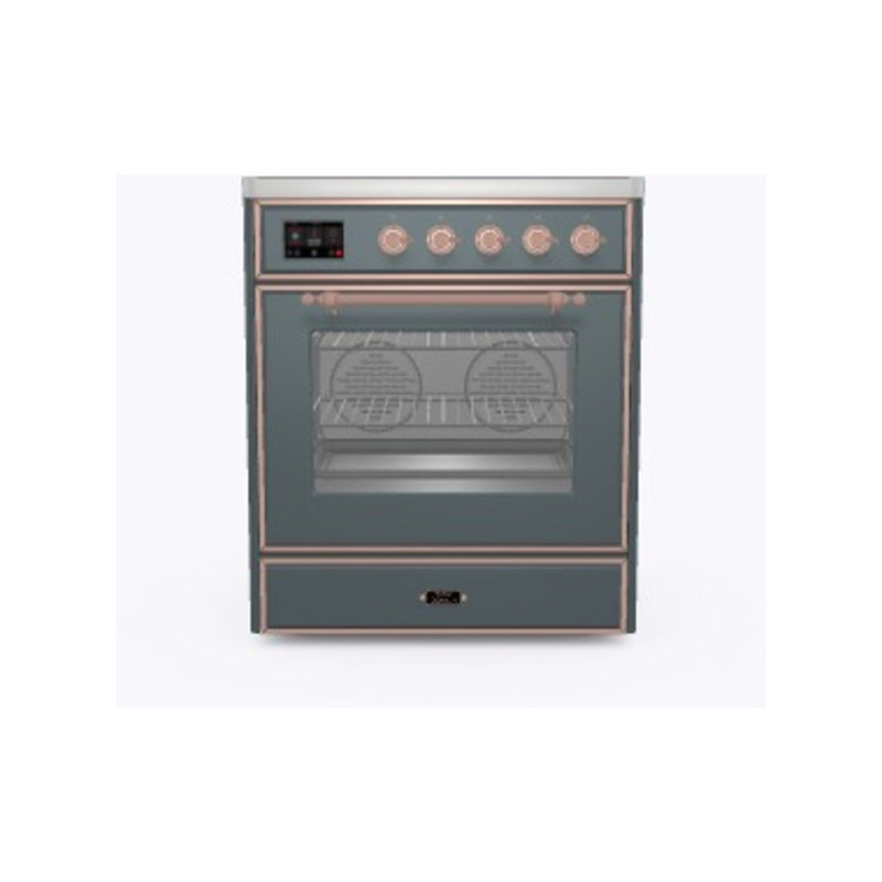 ILVE 30-Inch Majestic II induction Range with 4 Elements - 4 cu. ft. Oven in Blue Grey with Copper Trim (UMI30NE3BGP)