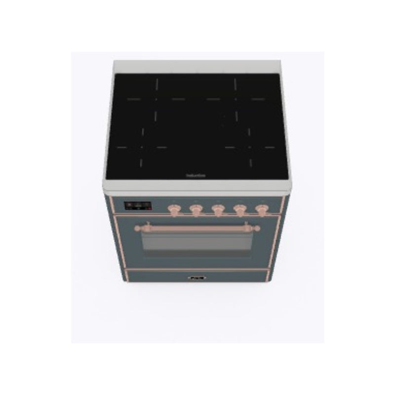 ILVE 30-Inch Majestic II induction Range with 4 Elements - 4 cu. ft. Oven in Blue Grey with Copper Trim (UMI30NE3BGP)