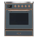 ILVE 30-Inch Majestic II induction Range with 4 Elements - 4 cu. ft. Oven in Blue Grey with Copper Trim (UMI30NE3BGP)