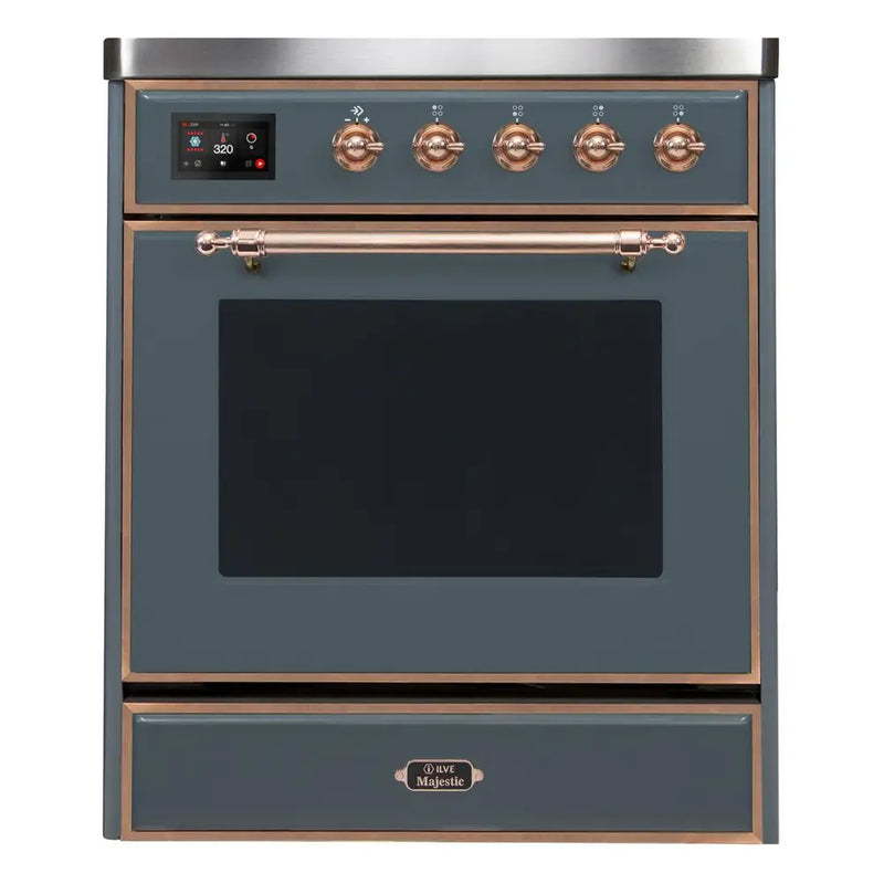 ILVE 30-Inch Majestic II induction Range with 4 Elements - 4 cu. ft. Oven in Blue Grey with Copper Trim (UMI30NE3BGP)