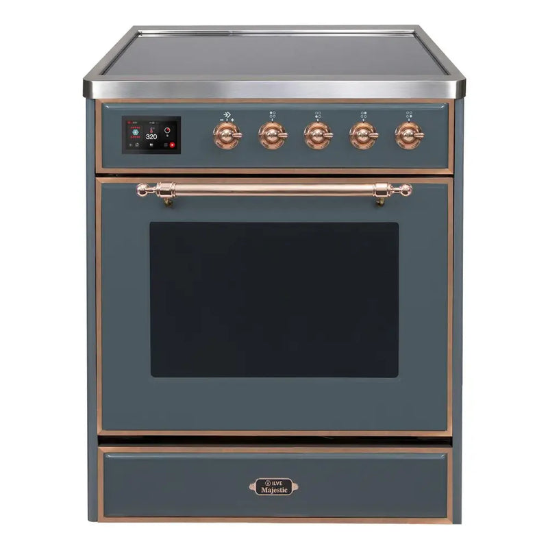 ILVE 30-Inch Majestic II induction Range with 4 Elements - 4 cu. ft. Oven in Blue Grey with Copper Trim (UMI30NE3BGP)