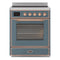 ILVE 30-Inch Majestic II induction Range with 4 Elements - 4 cu. ft. Oven in Blue Grey with Copper Trim (UMI30NE3BGP)