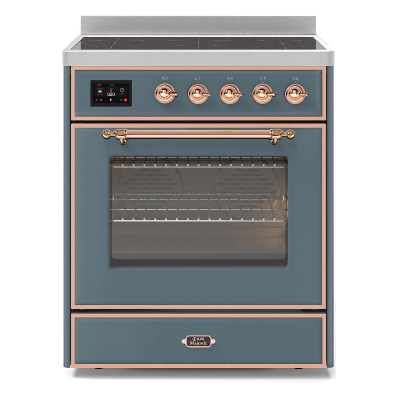 ILVE 30-Inch Majestic II induction Range with 4 Elements - 4 cu. ft. Oven in Blue Grey with Copper Trim (UMI30NE3BGP)