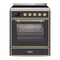 ILVE 30-Inch Majestic II induction Range with 4 Elements - 4 cu. ft. Oven - Brass Trim in Matte Graphite (UMI30NE3MGG)