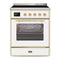 ILVE 30-Inch Majestic II induction Range with 4 Elements - 4 cu. ft. Oven in White with Brass Trim (UMI30NE3WHG)