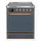 ILVE 30-Inch Majestic II Series Freestanding Electric Single Solid Door Oven Range with 4 Elements in Blue Grey with Copper Trim (UMI30QNE3BGP)