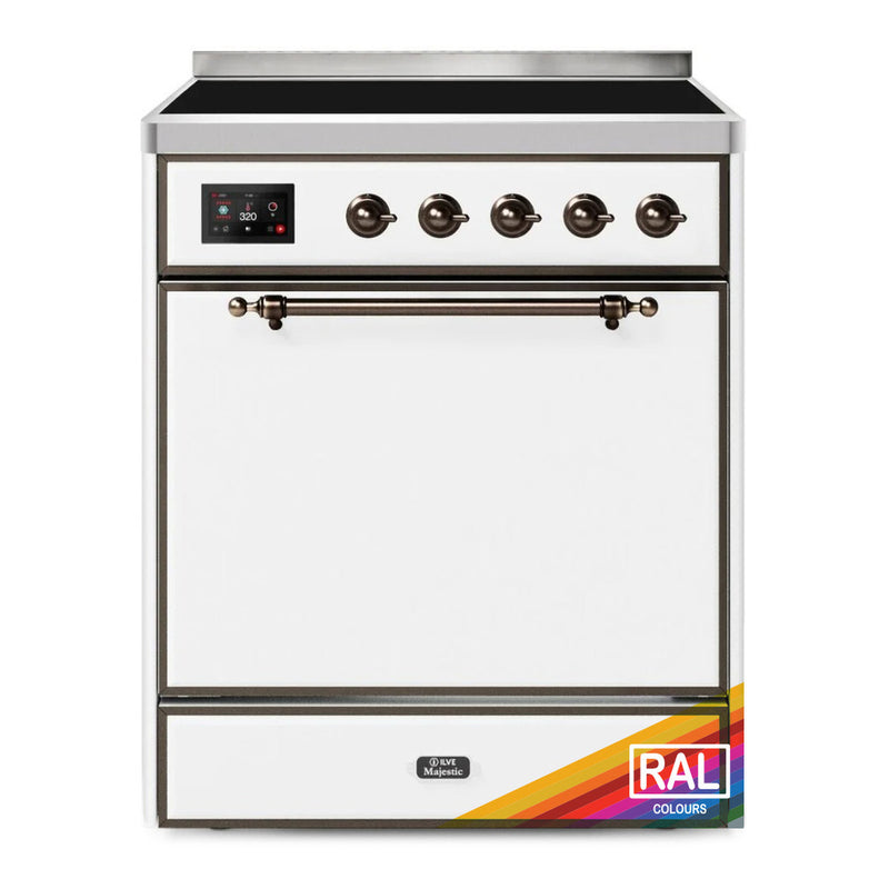 ILVE 30-Inch Majestic II induction Range with 4 Elements - 4 cu. ft. Solid Door Oven in Custom RAL with Bronze Trim  (UMI30QNE3RALB)