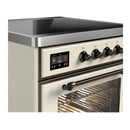 ILVE Majestic III 30-Inch Induction Range with 4 Induction Elements and Triple Glass Door Electric Oven in Antique White with Burnished Trim (UMIB30NR3AWB)