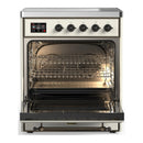 ILVE Majestic III 30-Inch Induction Range with 4 Induction Elements and Triple Glass Door Electric Oven in Antique White with Burnished Trim (UMIB30NR3AWB)