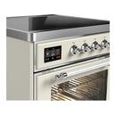 ILVE Majestic III 30-Inch Induction Range with 4 Induction Elements and Triple Glass Door Electric Oven in Antique White with Chrome Trim (UMIB30NR3AWC)