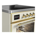 ILVE Majestic III 30-Inch Induction Range with 4 Induction Elements and Triple Glass Door Electric Oven in Antique White with Brass Trim (UMIB30NR3AWG)
