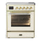 ILVE Majestic III 30-Inch Induction Range with 4 Induction Elements and Triple Glass Door Electric Oven in Antique White with Brass Trim (UMIB30NR3AWG)